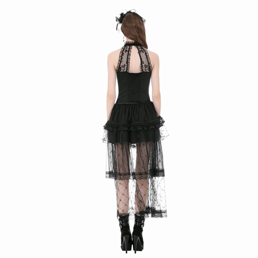 Darkinlove Women's Gothic Diamond Lace Splice Layered Tutu Skirt