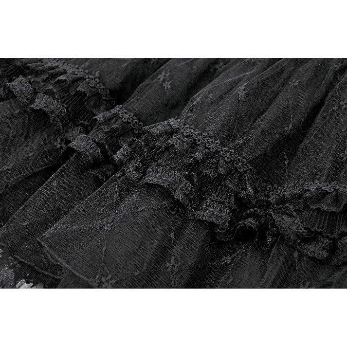 Darkinlove Women's Gothic Diamond Lace Splice Layered Tutu Skirt