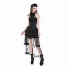 Darkinlove Women's Gothic Diamond Lace Splice Layered Tutu Skirt