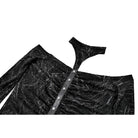 Darkinlove Women's Gothic Distressed Texture Ruched Off‑shoulder Halter Long Sleeve Top