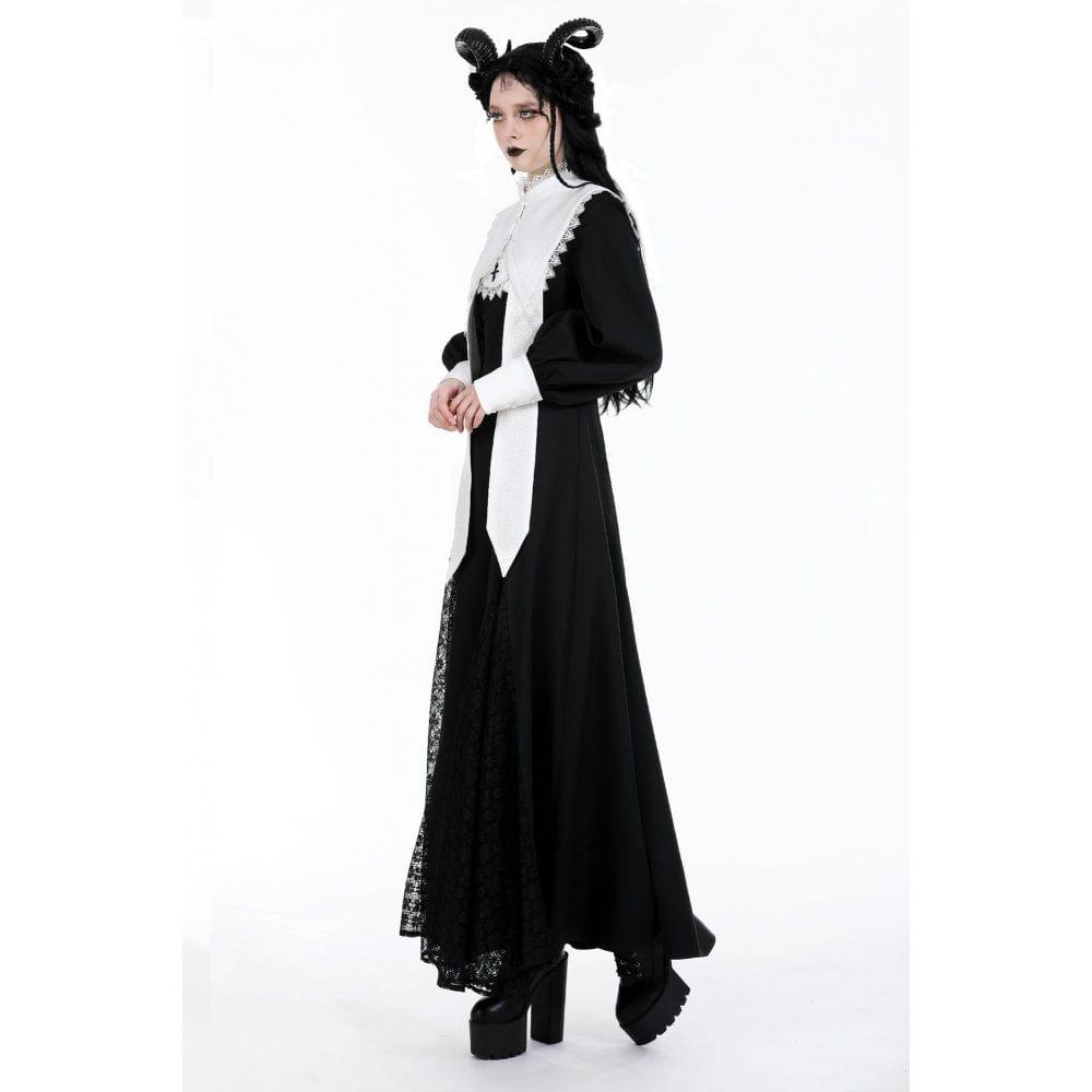 Darkinlove Women's Gothic Doll Collar Double Color Dress
