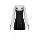 Darkinlove Women's Gothic Doll Collar Faux Two-Piece Long Sleeved Dress