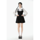 Darkinlove Women's Gothic Doll Collar Faux Two-Piece Long Sleeved Dress