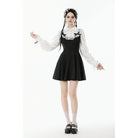 Darkinlove Women's Gothic Doll Collar Faux Two-Piece Long Sleeved Dress