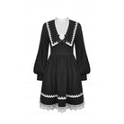 Darkinlove Women's Gothic Doll Collar Puff Sleeved Bowknot Dress