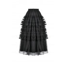 Darkinlove Women's Gothic Dot Multilayer Lace Maxi Skirt