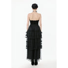 Darkinlove Women's Gothic Dot Multilayer Lace Maxi Skirt