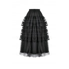 Darkinlove Women's Gothic Dot Multilayer Lace Maxi Skirt