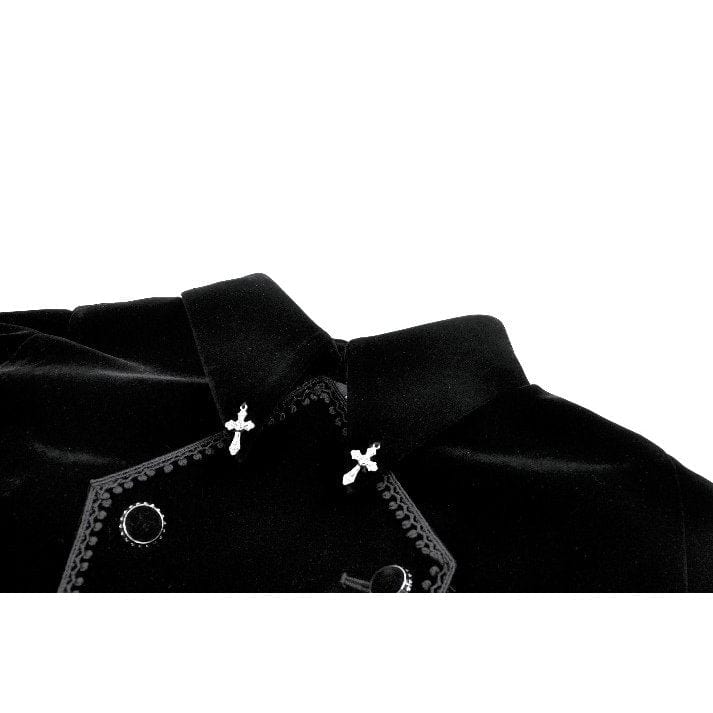 Darkinlove Women's Gothic Double-breasted Batwinged Velvet Coat