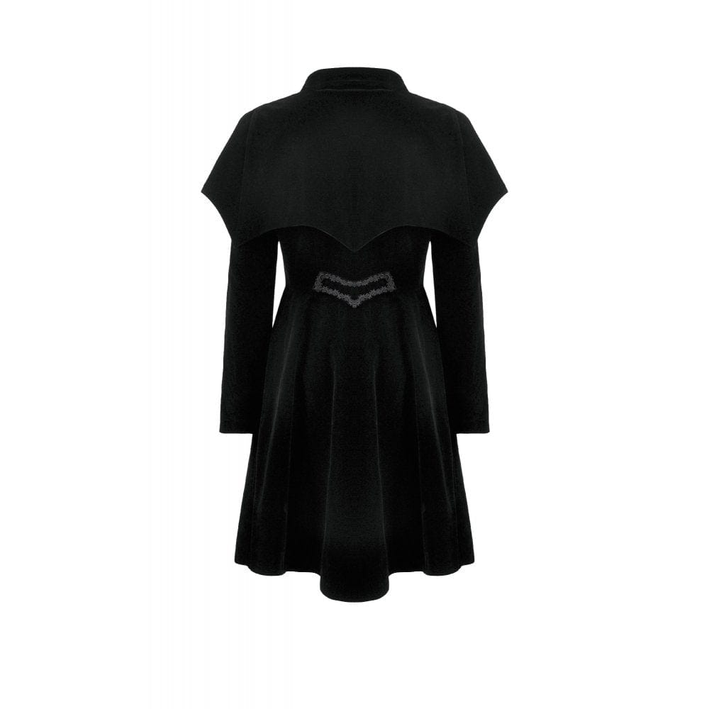 Darkinlove Women's Gothic Double-breasted Batwinged Velvet Coat