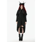 Darkinlove Women's Gothic Double-breasted High/Low Stand Collar Coat