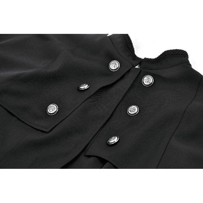 Darkinlove Women's Gothic Double-breasted High/Low Stand Collar Coat