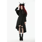 Darkinlove Women's Gothic Double-breasted High/Low Stand Collar Coat