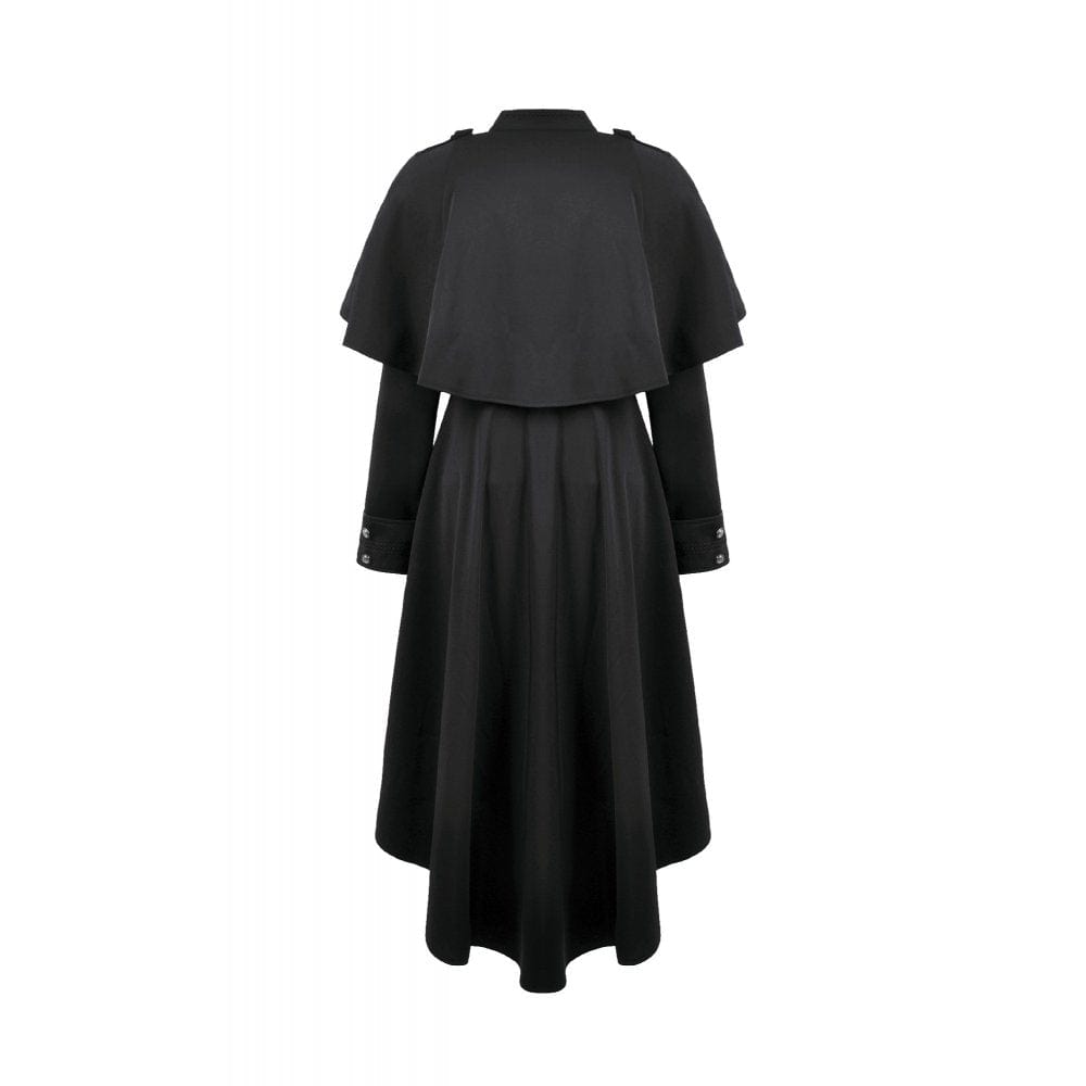 Darkinlove Women's Gothic Double-breasted High/Low Stand Collar Coat