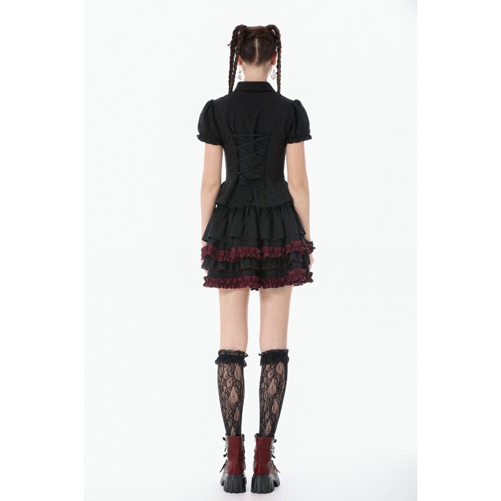 Darkinlove Women's Gothic Double Color Falbala Skirt