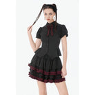 Darkinlove Women's Gothic Double Color Falbala Skirt