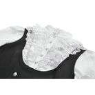 Darkinlove Women's Gothic Double Color Lace Ruffled Stand Collar Shirt