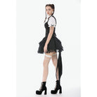 Darkinlove Women's Gothic Double Color Lace Ruffled Stand Collar Shirt