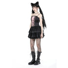 Darkinlove Women's Gothic Double Color Layered Slip Dress