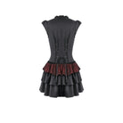 Darkinlove Women's Gothic Double Color Ruffled Short Sleeve Dress