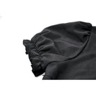 Darkinlove Women's Gothic Double Color Turn-down Collar Puff Short Sleeve Dress