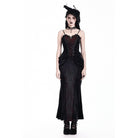 Darkinlove Women's Gothic Draped Tassel Velvet Mermaid Skirt
