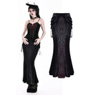 Darkinlove Women's Gothic Draped Tassel Velvet Mermaid Skirt