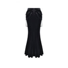 Darkinlove Women's Gothic Draped Tassel Velvet Mermaid Skirt