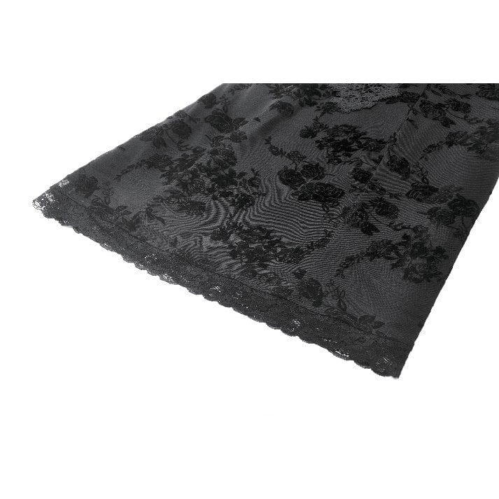 Darkinlove Women's Gothic Embroidered Floral Mesh Square-cut Collar Dress