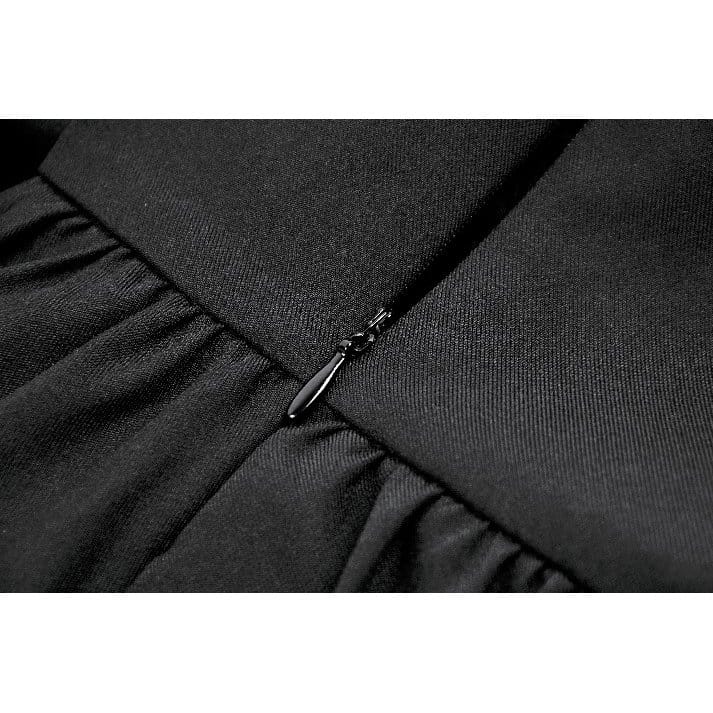 Darkinlove Women's Gothic Embroidered Gathered Maxi Skirt