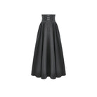 Darkinlove Women's Gothic Embroidered Gathered Maxi Skirt