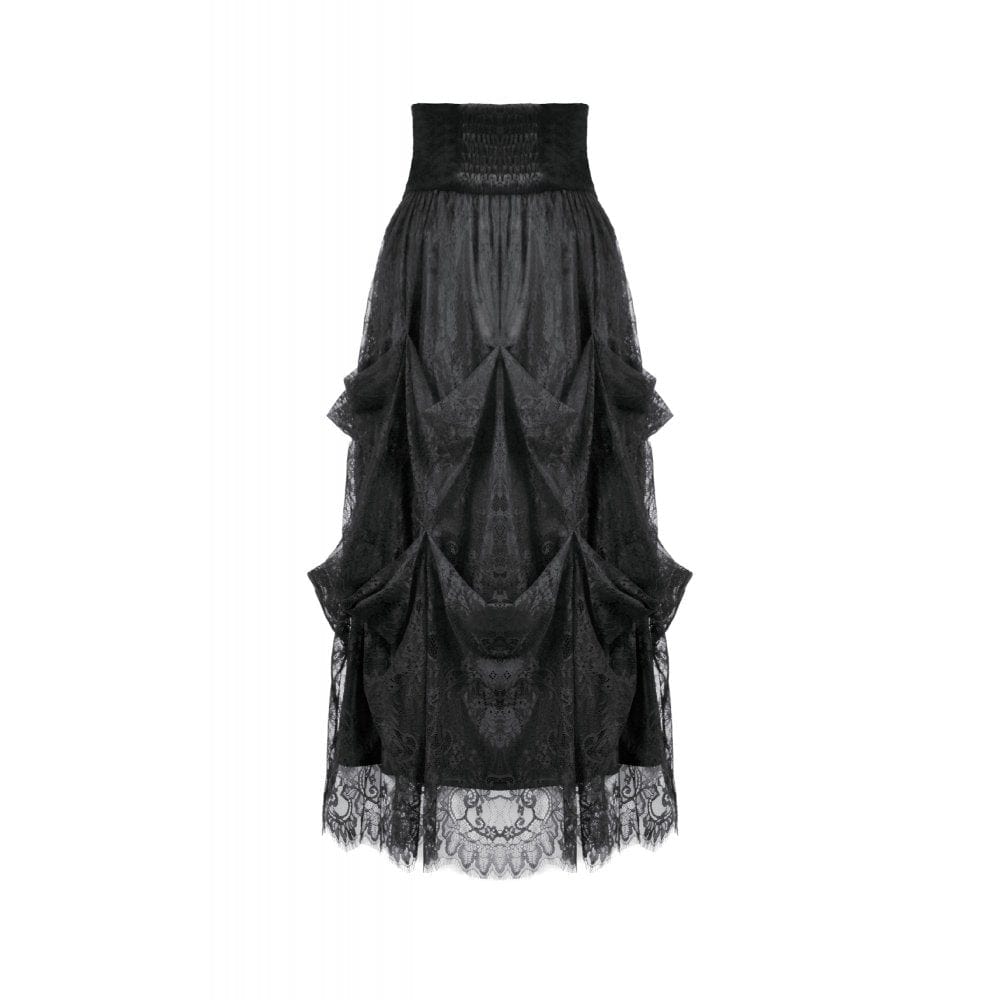 Darkinlove Women's Gothic Embroidered High-Waist Layered Cake Skirt
