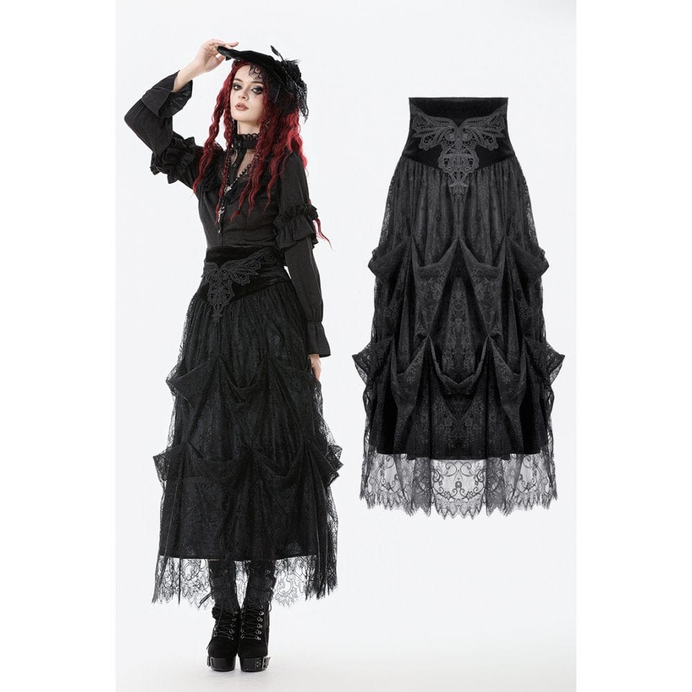 Women's Gothic Embroidered High-Waist Layered Cake Skirt