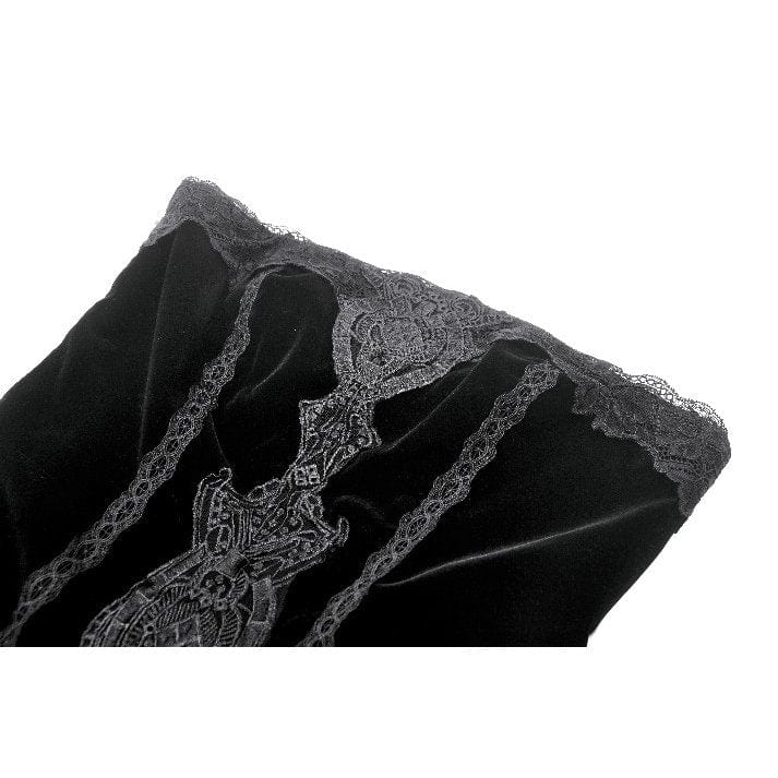 Darkinlove Women's Gothic Embroidered Lace Hem Ruched Slip Dress