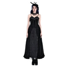 Darkinlove Women's Gothic Embroidered Lace-up Velvet Overbust Corset