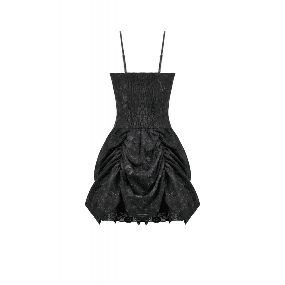 Darkinlove Women's Gothic Embroidered Peplum Slip Dress