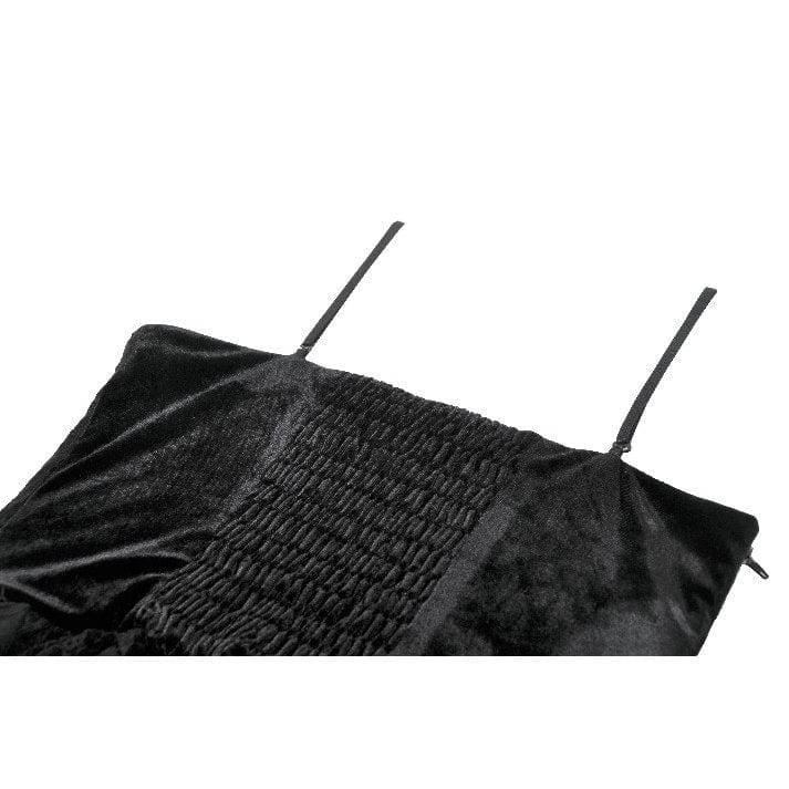 Darkinlove Women's Gothic Embroidered Ruffled Velvet Bustier