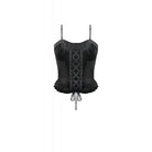 Darkinlove Women's Gothic Embroidered Ruffled Velvet Bustier