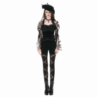Darkinlove Women's Gothic Embroidered Sheer Lace Patchwork Leggings