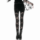 Darkinlove Women's Gothic Embroidered Sheer Lace Patchwork Leggings