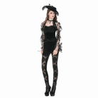 Darkinlove Women's Gothic Embroidered Sheer Lace Patchwork Leggings