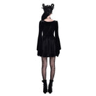 Darkinlove Women's Gothic Embroidered Square Neck Bell Sleeve Velvet Short Dress