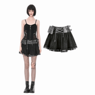 Darkinlove Women's Gothic Eyelet Buckle Straps Chained Short Skirt