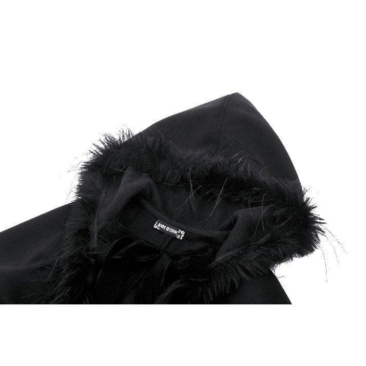 Darkinlove Women's Gothic Faux Fur Cloak with Hood