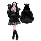 Darkinlove Women's Gothic Faux Fur Trim Cat Ears Hooded Velvet Cape