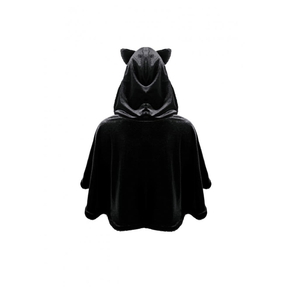 Darkinlove Women's Gothic Faux Fur Trim Cat Ears Hooded Velvet Cape