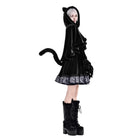 Darkinlove Women's Gothic Faux Fur Trim Cat Ears Hooded Velvet Cape