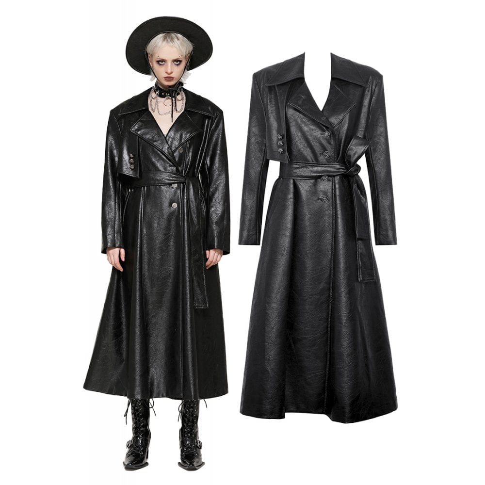 Darkinlove Women's Gothic Faux Leather Studs Coat