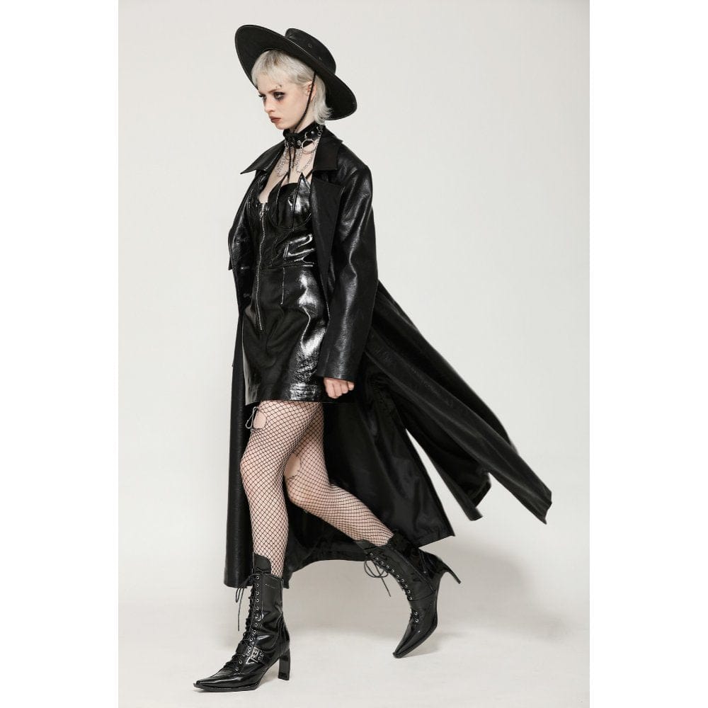 Darkinlove Women's Gothic Faux Leather Studs Coat