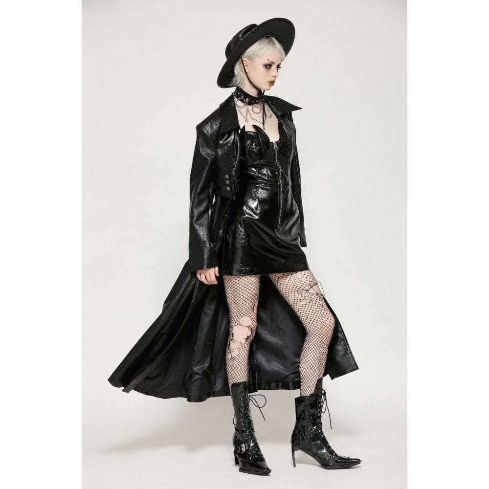 Darkinlove Women's Gothic Faux Leather Studs Coat